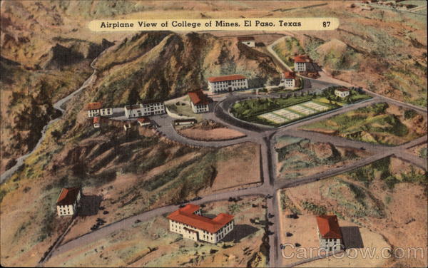 Airplane View of College of Mines El Paso Texas