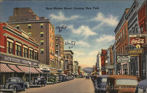 Busy Market Street Corning New York