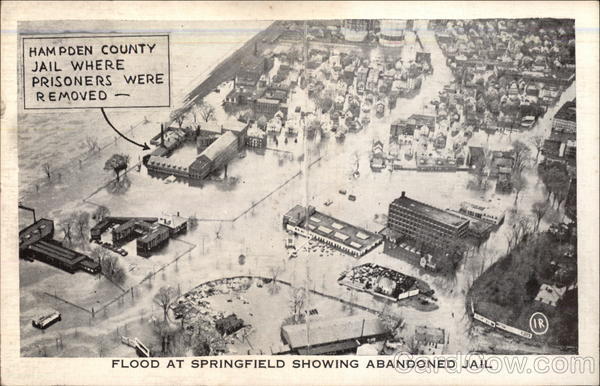 Flood at Springfield Showing Abandoned Jail Massachusetts