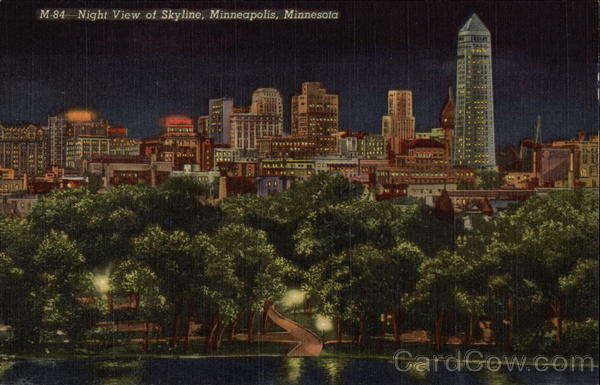 Night View of Skyline Minneapolis Minnesota