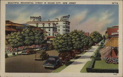 Beautiful Residential Street in Ocean City Postcard