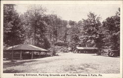 Entrace, Winona Falls, Parking Grounds and Pavilion Postcard