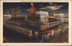 Young's Million Dollar Pier by Night Atlantic City, NJ Postcard Postcard