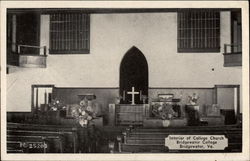 Interior of Church at Bridgewater College Postcard