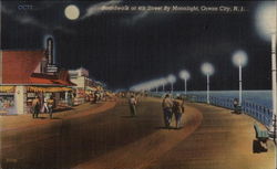 Boardwalk at 4th Street by Moonlight Ocean City, NJ Postcard Postcard