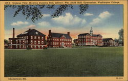 Campus View Showing Dunning Hall, Library, Wm. Smith Hall, Gymnasium - Washington College Chestertown, MD Postcard Postcard