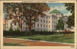 Main Building, US Naval Hospital Portsmouth, VA Postcard Postcard