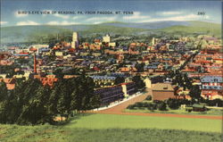 Bird's Eye View from Pagoda, Mt. Penn Reading, PA Postcard Postcard