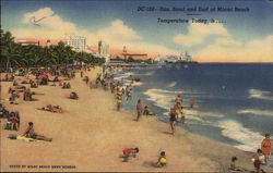 Sun, Sand and Surf at Miami Beach Postcard