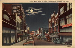 Main Street at Night, Looking West Johnson City, TN Postcard Postcard