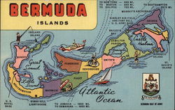 Bermuda Islands Maps Postcard Postcard