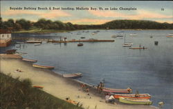 Bayside Bathing Beach & Boat Landing on Lake Champlain Postcard