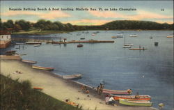 Bayside Bathing Beach and Boat Landing on Lake Champlain Postcard