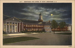 Greenwood High School by Night South Carolina Postcard Postcard