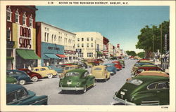 Scene in the Business District Shelby, NC Postcard Postcard