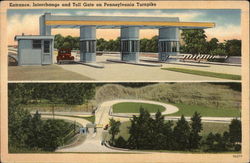 Entrance, Interchange and Toll Gate on Pennsylvania Turnpike Postcard
