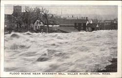 Flood Scene Near Starrett Mill, Miller River Athol, MA Postcard Postcard