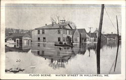 Flood Scene, Water Street Hallowell, ME Postcard Postcard