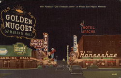 The Famous "Old Fremont Street" at Night Las Vegas, NV Postcard Postcard