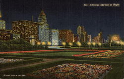 Michigan Ave. Skyline at Night Postcard