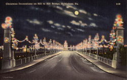 Christmas Decorations on Hill to Hill Bridge Bethlehem, PA Postcard Postcard