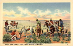 First Santa Fe Train (After Painting by Sauerwin) Postcard