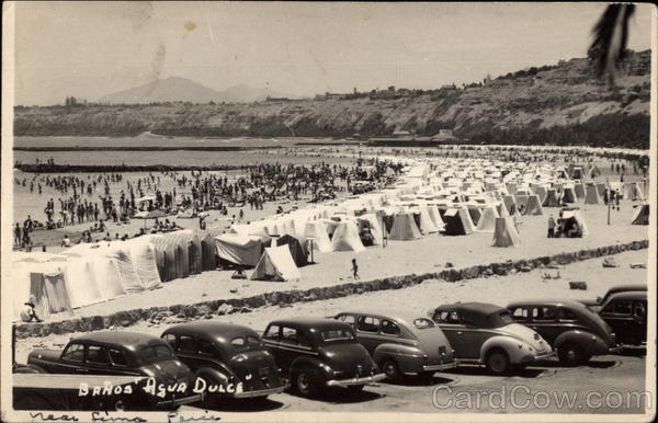 Bathers at Agua Dulce Beach Lima Peru