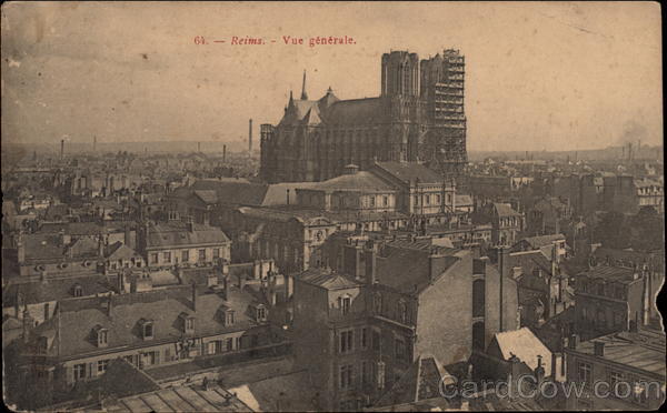 View of City and Cathedral Reims France