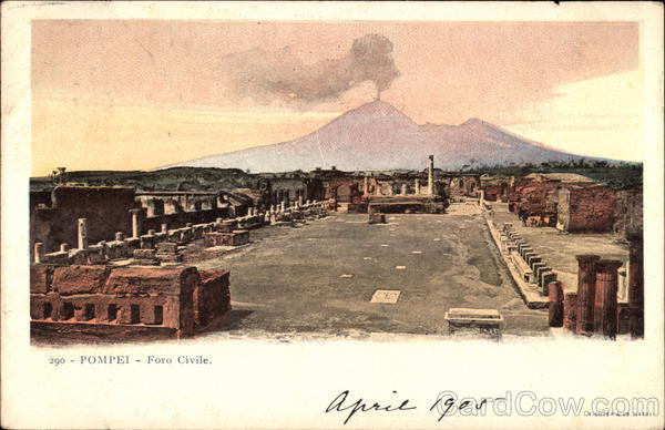 View of Ruins and Mount Vesuvius Pompei Italy