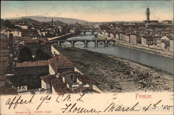 View of City and River Florence Italy