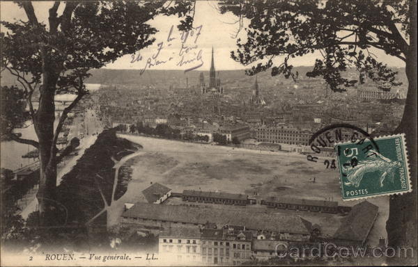VIew of City and Cathedral Rouen France