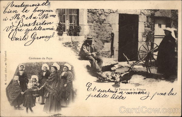 Breton Costumes and a Farmer and Spinner France