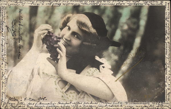 Woman Eating Grapes Paris France Women