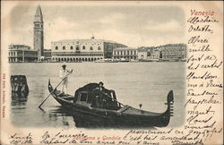 View of the Lagoon and Gondola Venice, Italy Postcard Postcard