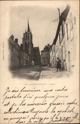 Church and Street Scene Postcard
