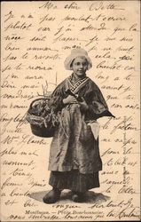 Girl in Bourbonnaise Costume Postcard