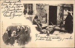 Breton Costumes and a Farmer and Spinner Postcard