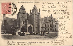 Cathedral and Town Hall St-Brieuc, France Postcard Postcard