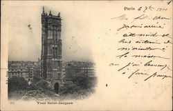 Tour Saint-Jacques Paris, France Postcard Postcard