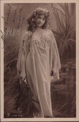 Woman With Curly Hair in Long Gown Postcard