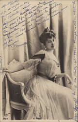 Girl in Long White Dress Seated in Chair Postcard