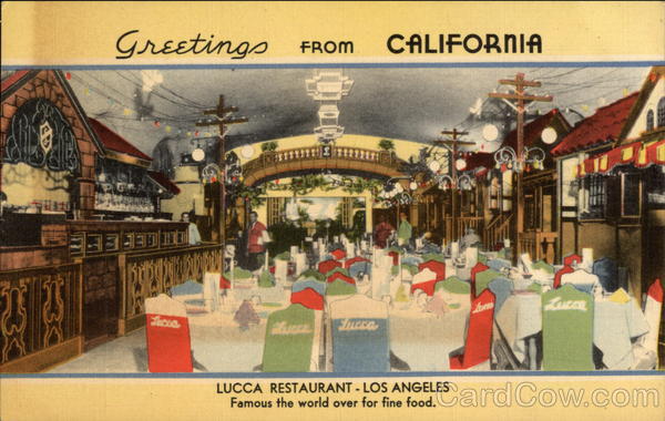 View of Dining Room, Lucca Restaurant Los Angeles California