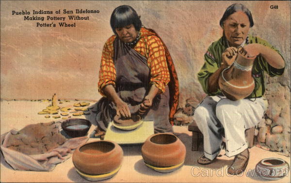 Pueblo Indians of San Ildefonso Making Pottery Without Potter's Wheel