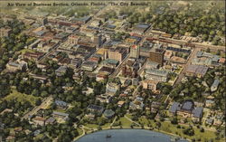 Air View of Business Section Postcard