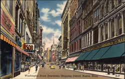 Washington Street, Downtown Shopping District Postcard