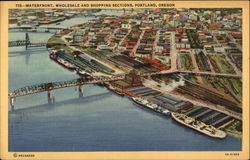 Waterfront, Wholesale and Shopping Sections Portland, OR Postcard Postcard