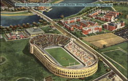 Harvard Stadium, Business School and Charles River Postcard