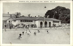 Swimming Pool in Recreation Park Monroe, WI Postcard Postcard