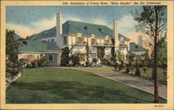 Residence of Fanny Brice, "Baby Snooks" Bel Air, CA Postcard Postcard