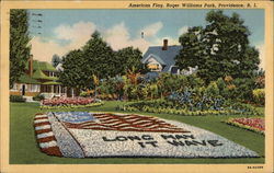 "Long May It Wave". American Flag, Roger Williams Park Postcard